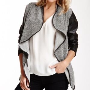 JAIME Faux Leather Sleeve Flyaway Jacket Size 1X